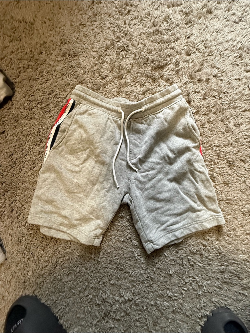 Tommy Hilfiger Light Gray Athletic Drawstring Shorts with Side Trim